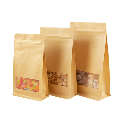 주문 칸바닥 140mico 창문과 함께 생분해 Kraft 가방 online manufacture