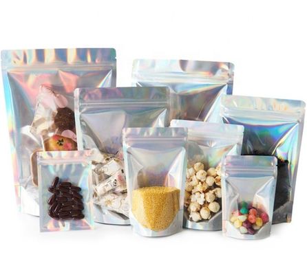 주문 알루미늄 필름 홀로그래픽 지플록크 가방 소매 120 미크론 SGS online manufacture