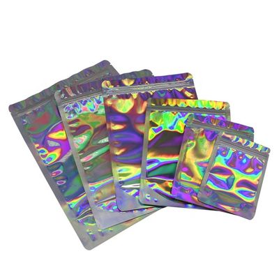 주문 ODM 홀로그래픽 서 있는 가방 생분해 알루미늄 엽지 가방 GMP online manufacture