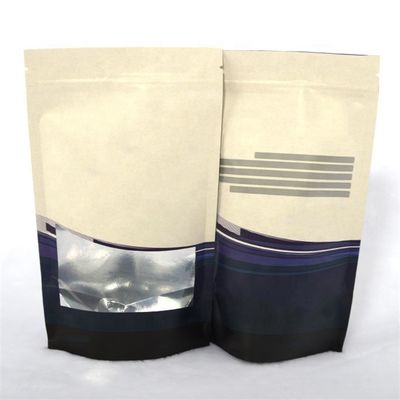 주문 OEM 인쇄 된 생분해 가능한 커피 가방 창과 함께 다시 닫을 수있는 크래프트 종이 가방 online manufacture