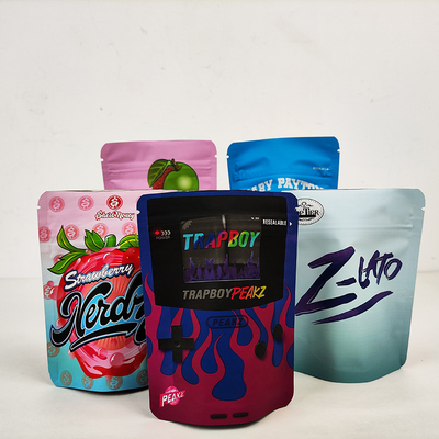 관례 3.5g 소프트 터치 식용 냄새 증거 Mylar 부대 플라스틱은 포장 부대를 위로 서 있습니다