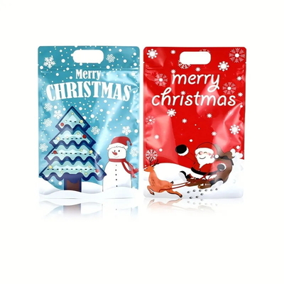 Christmas Stand Up Bag With Handle, Snack Zipper Packaging Bag With Window (크리스마스 스탠드업 가방과 손잡이, 창문과 함께 간식 지퍼 포장 가방)